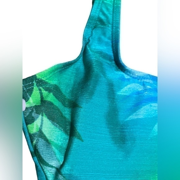 NWT Athena One Piece Tropical Blue & Green Foliage Pattern Swimsuit Size 10 - Picture 5 of 16